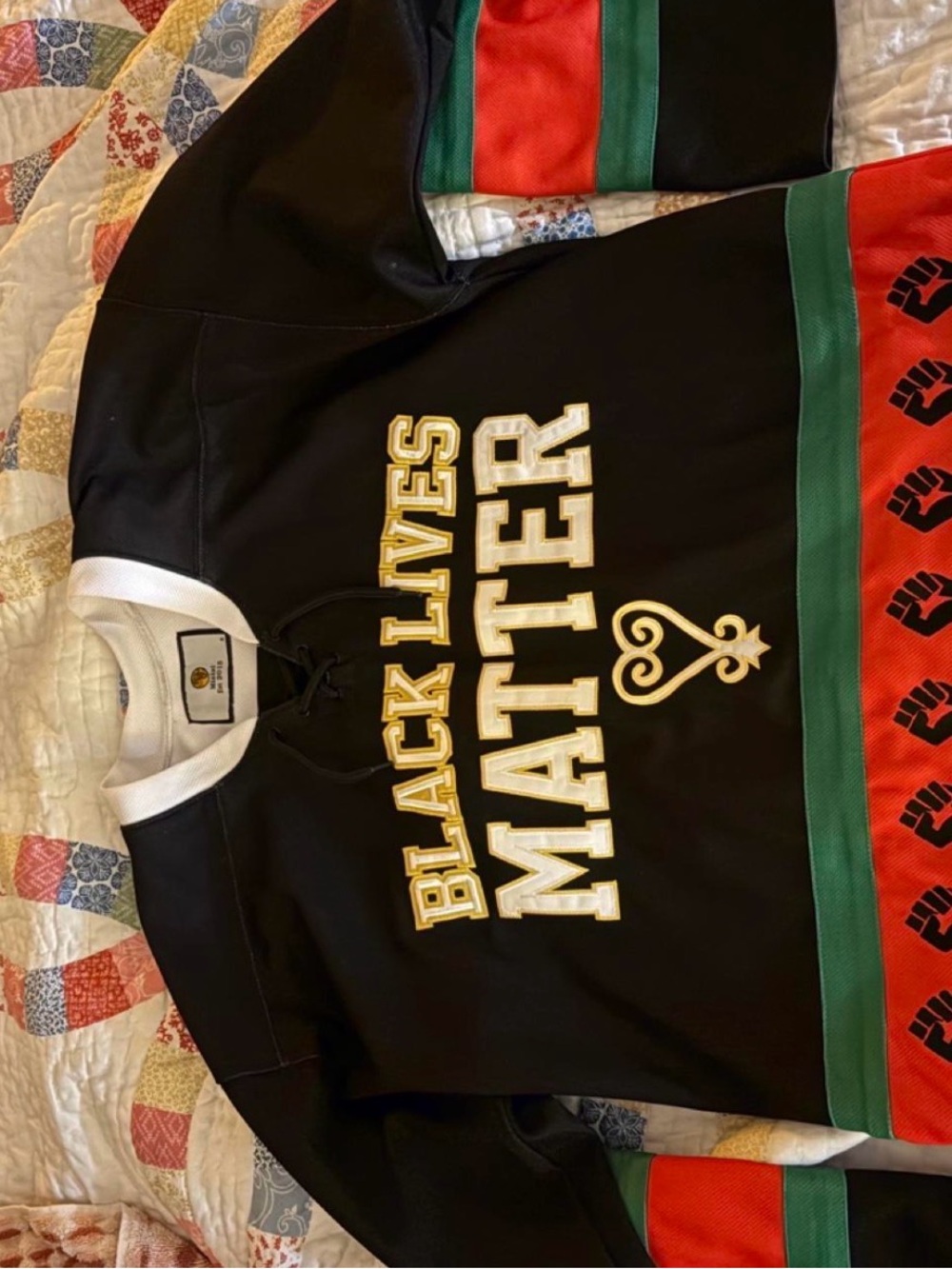 Mizizi Black Lives Matter Hockey Jersey - Black with Red & Green Accents